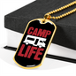 Camper Necklace Camp Life Camper Necklace Stainless Steel or 18k Gold Dog Tag 24" Chain-Express Your Love Gifts