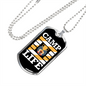 Camper Necklace Camp Life Necklace Stainless Steel or 18k Gold Dog Tag 24" Chain-Express Your Love Gifts