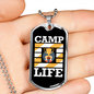 Camper Necklace Camp Life Necklace Stainless Steel or 18k Gold Dog Tag 24" Chain-Express Your Love Gifts