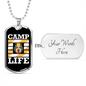 Camper Necklace Camp Life Necklace Stainless Steel or 18k Gold Dog Tag 24" Chain-Express Your Love Gifts