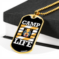 Camper Necklace Camp Life Necklace Stainless Steel or 18k Gold Dog Tag 24" Chain-Express Your Love Gifts