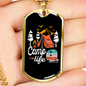 Camper Necklace Camp Life White Necklace Stainless Steel or 18k Gold Dog Tag 24" Chain-Express Your Love Gifts