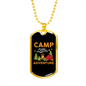 Camper Necklace Camp Little Adventure Necklace Stainless Steel or 18k Gold Dog Tag 24" Chain-Express Your Love Gifts