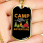 Camper Necklace Camp Little Adventure Necklace Stainless Steel or 18k Gold Dog Tag 24" Chain-Express Your Love Gifts