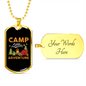 Camper Necklace Camp Little Adventure Necklace Stainless Steel or 18k Gold Dog Tag 24" Chain-Express Your Love Gifts