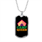 Camper Necklace Camp Queen Necklace Stainless Steel or 18k Gold Dog Tag 24" Chain-Express Your Love Gifts