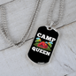 Camper Necklace Camp Queen Tent Necklace Stainless Steel or 18k Gold Dog Tag 24" Chain-Express Your Love Gifts
