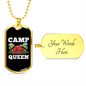 Camper Necklace Camp Queen Tent Necklace Stainless Steel or 18k Gold Dog Tag 24" Chain-Express Your Love Gifts