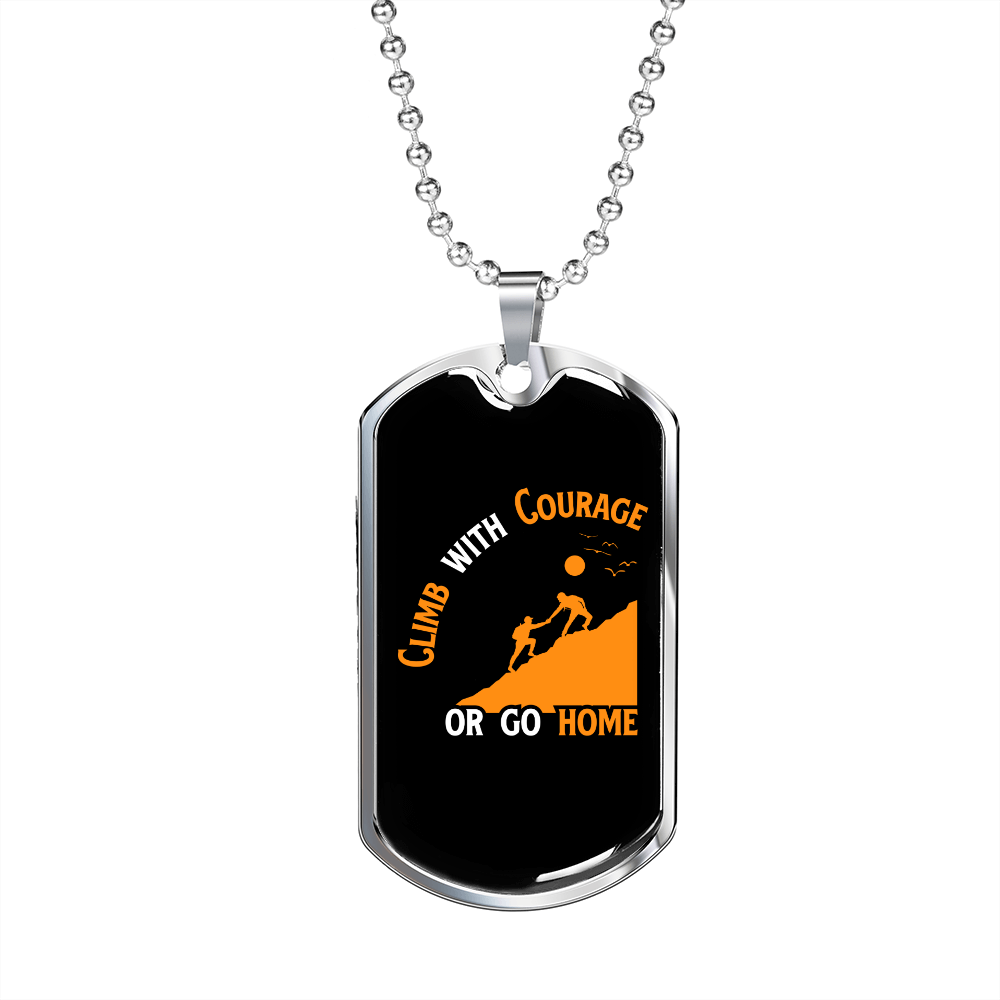 Camper Necklace Camp With Courage Necklace Stainless Steel or 18k Gold Dog Tag 24" Chain-Express Your Love Gifts