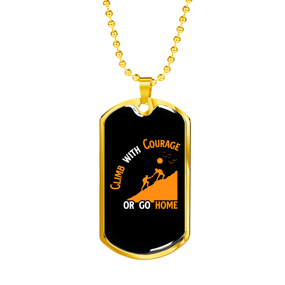 Camper Necklace Camp With Courage Necklace Stainless Steel or 18k Gold Dog Tag 24" Chain-Express Your Love Gifts