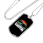 Camper Necklace Campfire Camping Necklace Stainless Steel or 18k Gold Dog Tag 24" Chain-Express Your Love Gifts