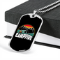 Camper Necklace Campfire Camping Necklace Stainless Steel or 18k Gold Dog Tag 24" Chain-Express Your Love Gifts