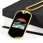 Camper Necklace Campfire Camping Necklace Stainless Steel or 18k Gold Dog Tag 24" Chain-Express Your Love Gifts