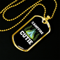 Camper Necklace Campfire Cutie Necklace Stainless Steel or 18k Gold Dog Tag 24" Chain-Express Your Love Gifts