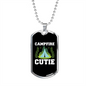 Camper Necklace Campfire Cutie Necklace Stainless Steel or 18k Gold Dog Tag 24" Chain-Express Your Love Gifts