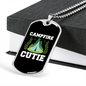 Camper Necklace Campfire Cutie Necklace Stainless Steel or 18k Gold Dog Tag 24" Chain-Express Your Love Gifts