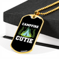 Camper Necklace Campfire Cutie Necklace Stainless Steel or 18k Gold Dog Tag 24" Chain-Express Your Love Gifts