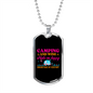 Camper Necklace Camping and Wine Necklace Stainless Steel or 18k Gold Dog Tag 24" Chain-Express Your Love Gifts
