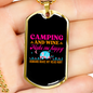 Camper Necklace Camping and Wine Necklace Stainless Steel or 18k Gold Dog Tag 24" Chain-Express Your Love Gifts
