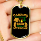 Camper Necklace Camping Beer Awesome Necklace Stainless Steel or 18k Gold Dog Tag 24" Chain-Express Your Love Gifts