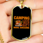 Camper Necklace Camping Beer is Awesome Necklace Stainless Steel or 18k Gold Dog Tag 24" Chain-Express Your Love Gifts