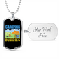 Camper Necklace Camping Buddies Campsite Necklace Stainless Steel or 18k Gold Dog Tag 24" Chain-Express Your Love Gifts