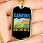 Camper Necklace Camping Buddies Campsite Necklace Stainless Steel or 18k Gold Dog Tag 24" Chain-Express Your Love Gifts