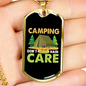 Camper Necklace Camping CAre Green Necklace Stainless Steel or 18k Gold Dog Tag 24" Chain-Express Your Love Gifts