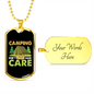 Camper Necklace Camping CAre Green Necklace Stainless Steel or 18k Gold Dog Tag 24" Chain-Express Your Love Gifts