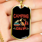 Camper Necklace Camping Crew Red Necklace Stainless Steel or 18k Gold Dog Tag 24" Chain-Express Your Love Gifts