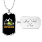 Camper Necklace Camping Crew Yellow Necklace Stainless Steel or 18k Gold Dog Tag 24" Chain-Express Your Love Gifts