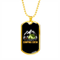 Camper Necklace Camping Crew Yellow Necklace Stainless Steel or 18k Gold Dog Tag 24" Chain-Express Your Love Gifts