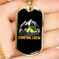 Camper Necklace Camping Crew Yellow Necklace Stainless Steel or 18k Gold Dog Tag 24" Chain-Express Your Love Gifts