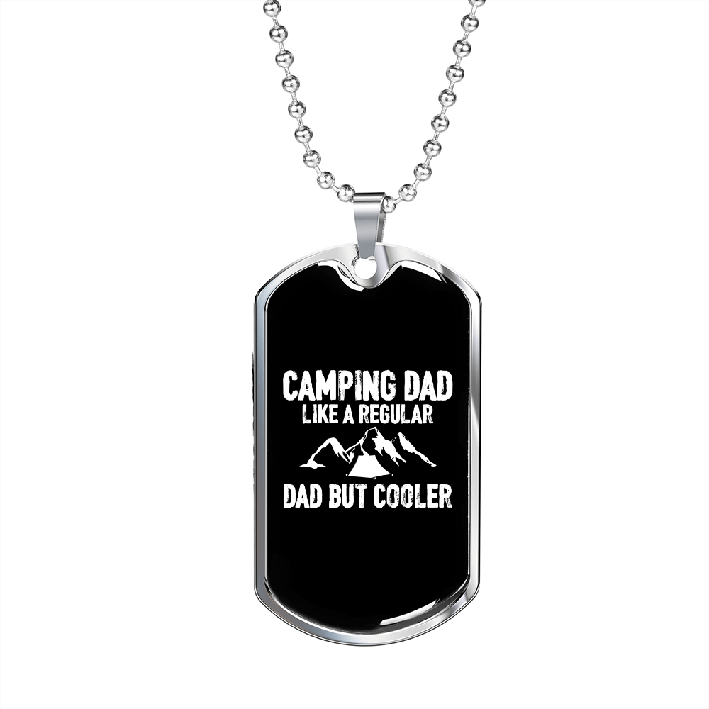 Camper Necklace Camping Dad Like Necklace Stainless Steel or 18k Gold Dog Tag 24" Chain-Express Your Love Gifts