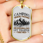 Camper Necklace Camping Friends & Marshmallows Necklace Stainless Steel or 18k Gold Dog Tag 24" Chain-Express Your Love Gifts