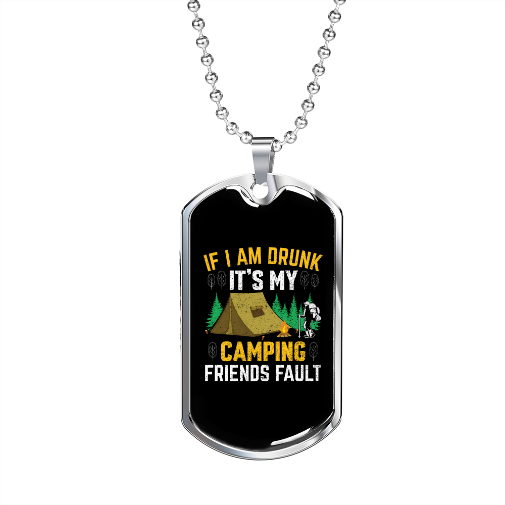 Camper Necklace Camping Friends Fault Necklace Stainless Steel or 18k Gold Dog Tag 24" Chain-Express Your Love Gifts