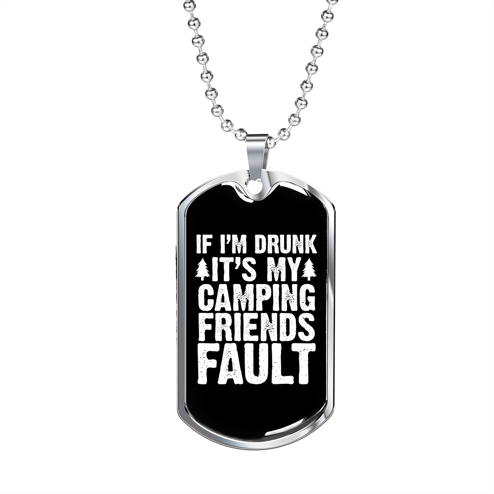 Camper Necklace Camping Friends Fault White Necklace Stainless Steel or 18k Gold Dog Tag 24" Chain-Express Your Love Gifts