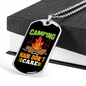 Camper Necklace Camping Hair Don't CAre Campfire Necklace Stainless Steel or 18k Gold Dog Tag 24" Chain-Express Your Love Gifts