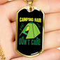 Camper Necklace Camping Hair Don't CAre Green Tent Necklace Stainless Steel or 18k Gold Dog Tag 24" Chain-Express Your Love Gifts