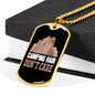 Camper Necklace Camping Hair Don't CAre Necklace Stainless Steel or 18k Gold Dog Tag 24" Chain-Express Your Love Gifts