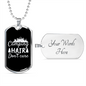 Camper Necklace Camping Hair Don't CAre White Necklace Stainless Steel or 18k Gold Dog Tag 24" Chain-Express Your Love Gifts