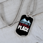 Camper Necklace Camping Happy Place Necklace Stainless Steel or 18k Gold Dog Tag 24" Chain-Express Your Love Gifts