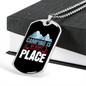 Camper Necklace Camping Happy Place Necklace Stainless Steel or 18k Gold Dog Tag 24" Chain-Express Your Love Gifts