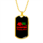 Camper Necklace Camping Happy Place Red Necklace Stainless Steel or 18k Gold Dog Tag 24" Chain-Express Your Love Gifts