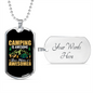 Camper Necklace Camping Is Awesome Necklace Stainless Steel or 18k Gold Dog Tag 24" Chain-Express Your Love Gifts