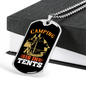 Camper Necklace Camping is in Tents Necklace Stainless Steel or 18k Gold Dog Tag 24" Chain-Express Your Love Gifts