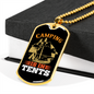 Camper Necklace Camping is in Tents Necklace Stainless Steel or 18k Gold Dog Tag 24" Chain-Express Your Love Gifts