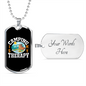 Camper Necklace Camping is Theraphy Necklace Stainless Steel or 18k Gold Dog Tag 24" Chain-Express Your Love Gifts