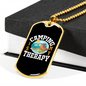 Camper Necklace Camping is Theraphy Necklace Stainless Steel or 18k Gold Dog Tag 24" Chain-Express Your Love Gifts