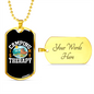 Camper Necklace Camping is Theraphy Necklace Stainless Steel or 18k Gold Dog Tag 24" Chain-Express Your Love Gifts